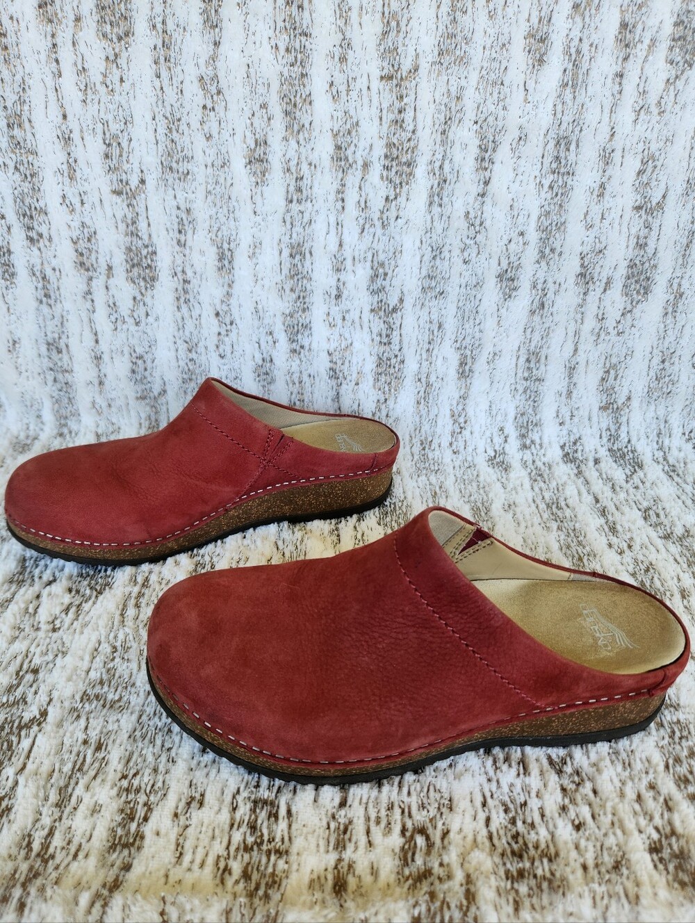 Dansko "Mariella" Red Nubuck Leather Mule Clogs Slip-on | Women's Size 9.5 40 EU - Picture 6 of 11